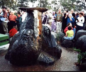 Former residents of Colebrook Home at the unveiling of a statue, 'Grieving Mother', unveiled at the site in Eden Hills, 1999.