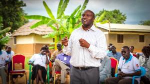 Joseph Karanja of IofC Kenya speaks at the training of Peace Mobilizers in Yei, South Sudan.