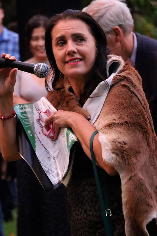 IofC Australia's Executive Officer Margaret Hepworth, in a possum skin cloak. / Credit: Alex Childs
