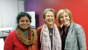 Jean Brown (C) with Elfa Moraitakis (R) CEO of SYD West Multicultural Services and Prasanthi Hagare (L) of CoP NSW.Photograph courtesy of Jean Brown.