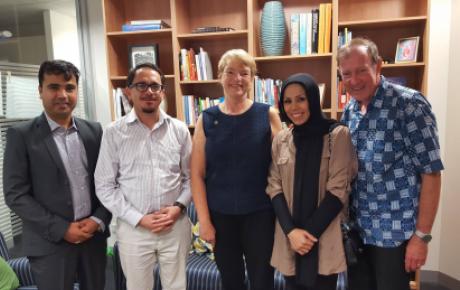 Nazer Nazir (left) and the AAI leadership team meets with Greens MP Janet Rice (centre). 